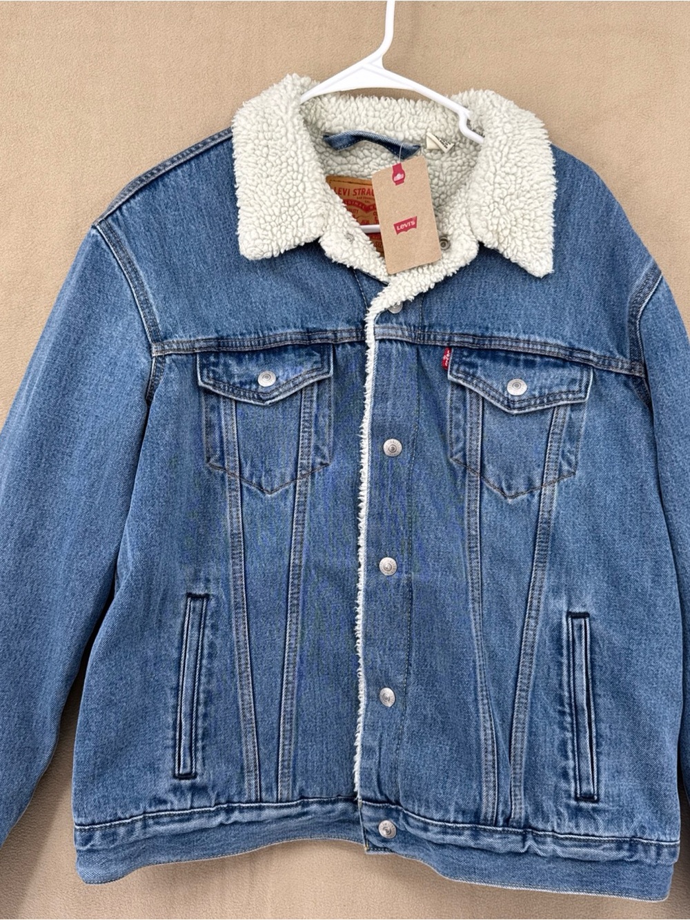 Levi's Blue Denim Jacket with Cream Sherpa Collar